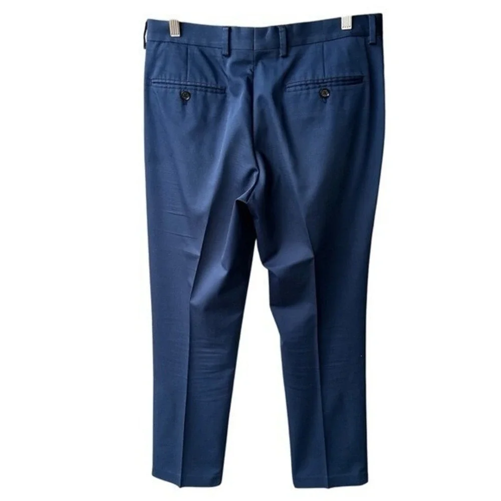 Express Suit Set Pants Blazer Blue Photographer Fitted Preppy Sz 38 Short 30/32